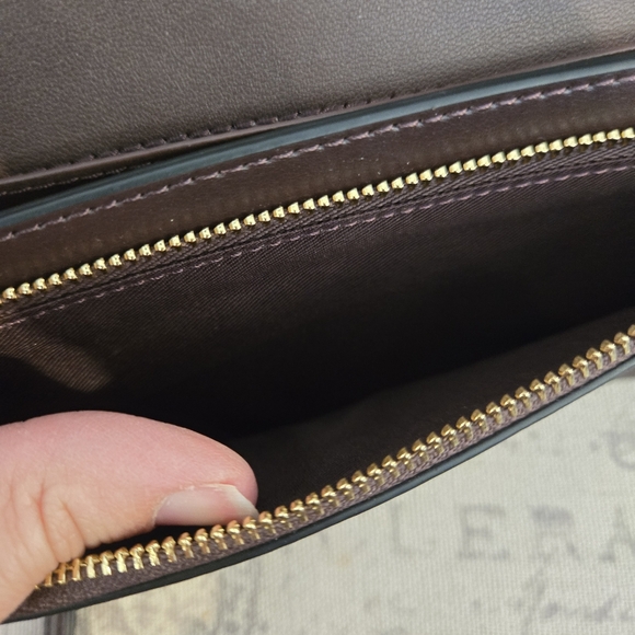 Coach Anna Foldover Crossbody Clutch in the Bright Poppy Red Leopard Print - Picture 11 of 16